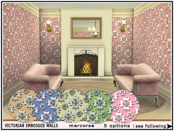  The Sims Resource: Victorian Embossed Walls by marcorse