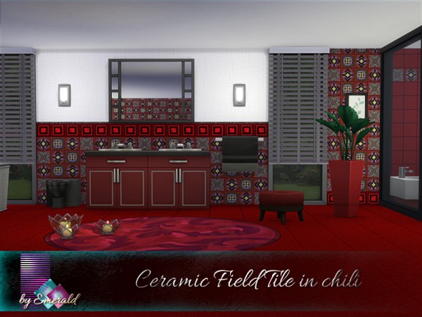  The Sims Resource: Ceramic Field Tile in chili by emerald