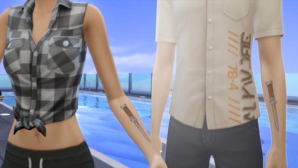  Mod The Sims: BAD BXTCH Tattoo Set by paksetti