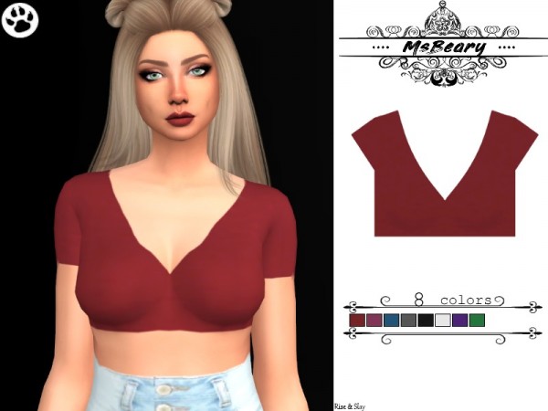  The Sims Resource: V Neck Croptop by MsBeary