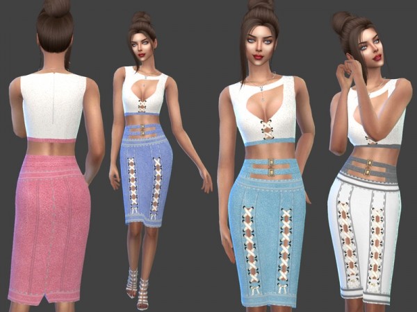  The Sims Resource: WhiteTop Long Sausage Skirt by Sims House