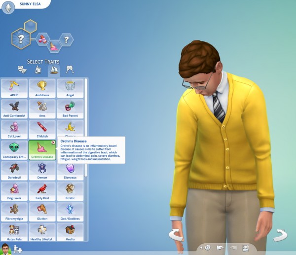  Mod The Sims: Crohns Disease and IBS CAS Traits by SunnyEls