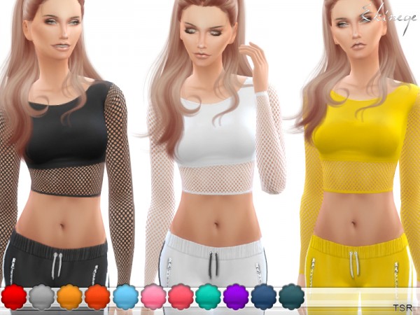  The Sims Resource: Fishnet Crop Top by Ekinege