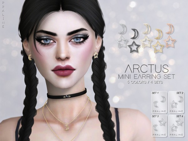  The Sims Resource: Arctus Mini Earring Set by Pralinesims