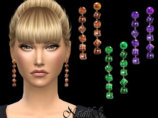  The Sims Resource: Resin beads drop earrings by NataliS