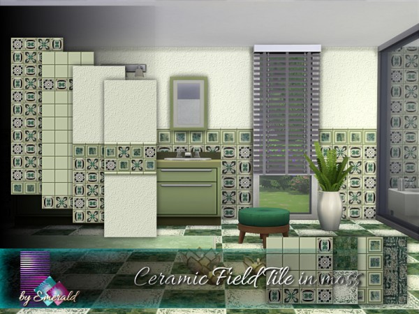  The Sims Resource: Ceramic Field Tile in moss by emerald