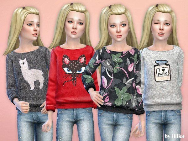  The Sims Resource: Printed Sweatshirt for Girls P31 by lillka
