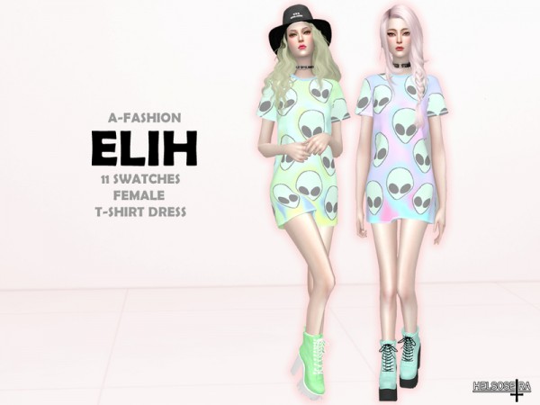 The Sims Resource: Elih Tshirt Mini dress by Helsoseira