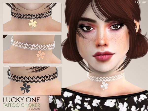  The Sims Resource: Lucky One Tattoo Choker by Pralinesims