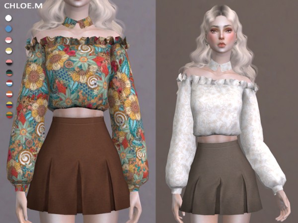  The Sims Resource: Blouse with falbala 03 by ChloeMMM