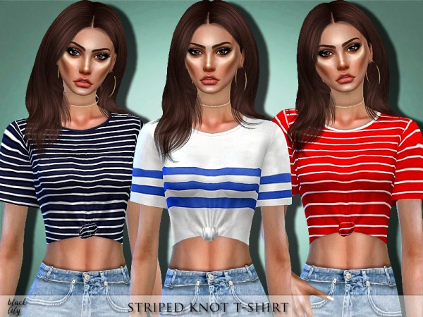  The Sims Resource: Striped Knot T Shirt by Black Lily