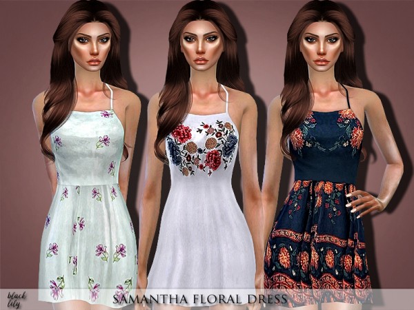  The Sims Resource: Samantha Floral Dress by Black Lily