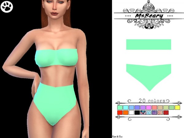  The Sims Resource: Highwaisted Bandeau Swimsuit by MsBeary