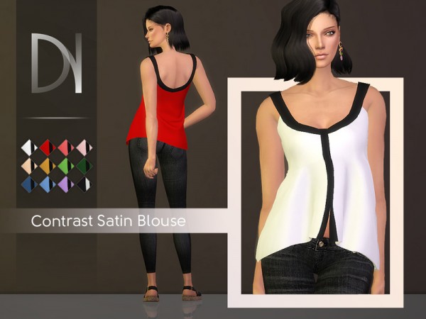  The Sims Resource: Contrast Satin Blouse by DarkNighTt