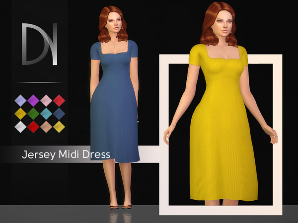  The Sims Resource: Jersey Midi Dress by DarkNighTt