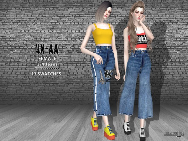  The Sims Resource: NXAA   3/4 Jeans by Helsoseira