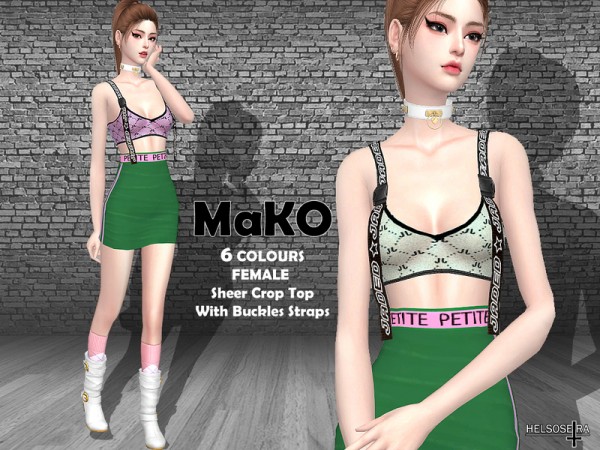  The Sims Resource: MAKO   Sheer Crop Top by Helsoseira