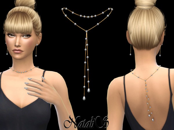  The Sims Resource: Back drop pearl necklace by NataliS