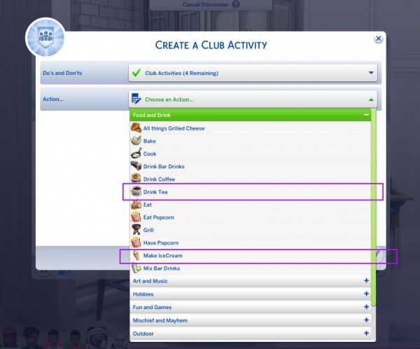  Mod The Sims: Custom Club Activities by icemunmun