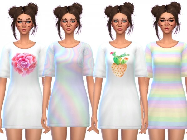  The Sims Resource: Kawaii Tee Shirt Dress by Wicked Kittie