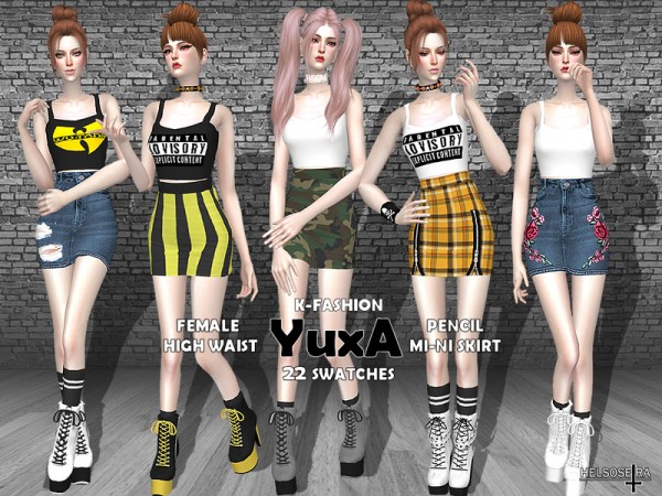  The Sims Resource: YUXA   High Waist Mini Skirt by Helsoseira