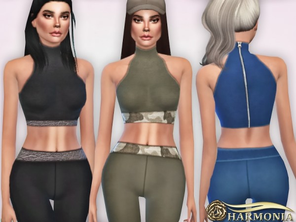  The Sims Resource: Roll Neck Hem Crop Top by Harmonia
