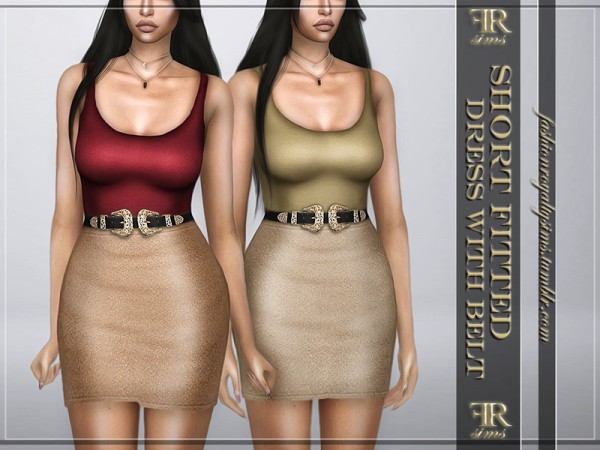  The Sims Resource: Short Fitted Dress with Belt by FashionRoyaltySims