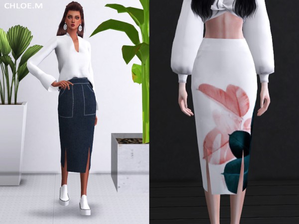  The Sims Resource: Printed Skirt by ChloeMMM