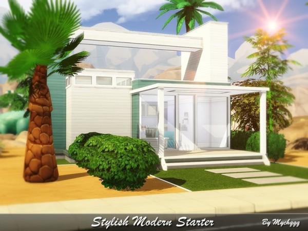  The Sims Resource: Stylish Modern Starter House by MychQQQ