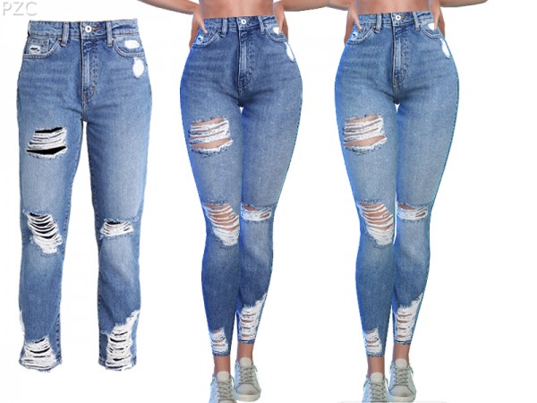  The Sims Resource: Ripped Denim Jeans Caroline by Pinkzombiecupcakes