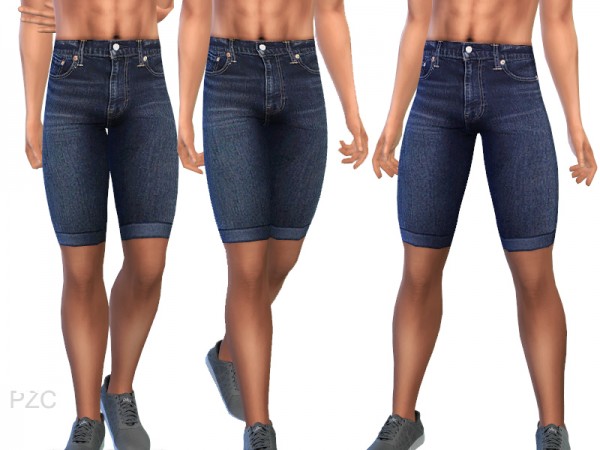  The Sims Resource: Denim Jeans Shorts Zack by Pinkzombiecupcakes
