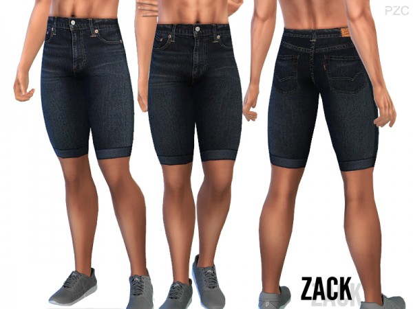  The Sims Resource: Denim Jeans Shorts Zack by Pinkzombiecupcakes