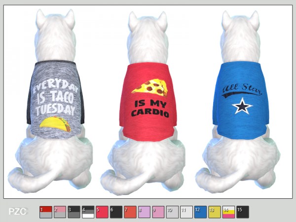  The Sims Resource: Sporty t shirts for small dogs by Pinkzombiecupcakes