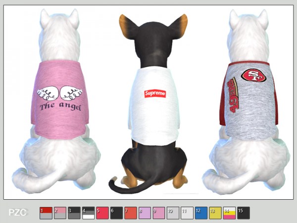  The Sims Resource: Sporty t shirts for small dogs by Pinkzombiecupcakes