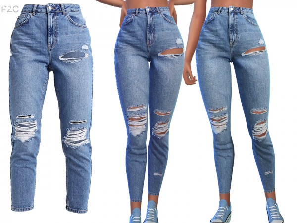  The Sims Resource: Topshop Denim Skinny Ripped Jeans by Pinkzombiecupcakes