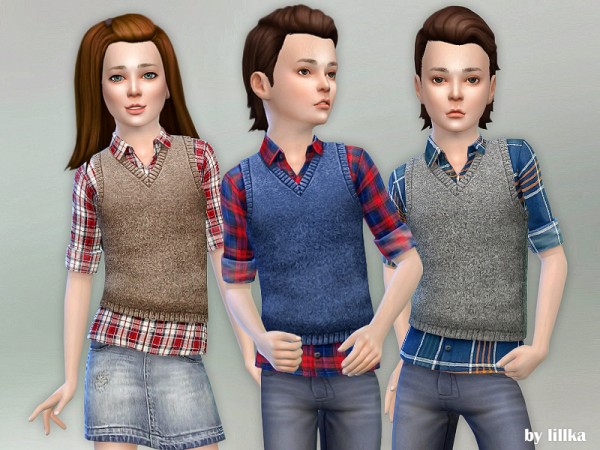  The Sims Resource: Checkered Shirt with Vest by lillka