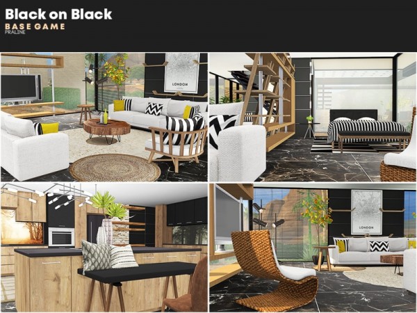 The Sims Resource: Black on Black house by Pralinesims