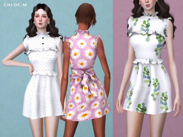  The Sims Resource: Dress with falbala 02 by ChloeMMM