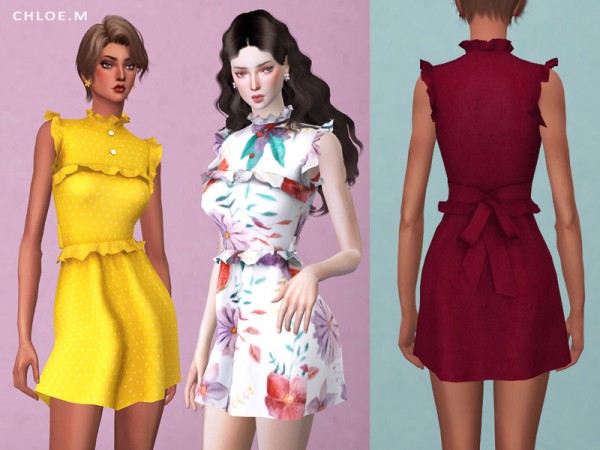  The Sims Resource: Dress with falbala 02 by ChloeMMM