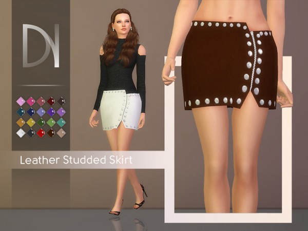  The Sims Resource: Leather Studded Skirt by DarkNighTt