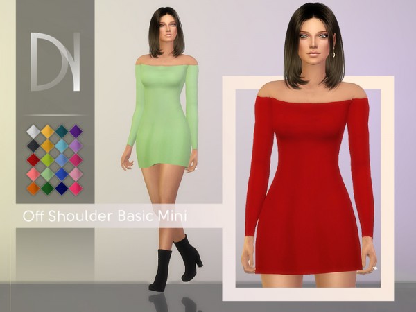  The Sims Resource: Off Shoulder Basic Mini Dress by DarkNighTt