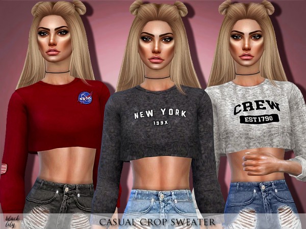  The Sims Resource: Casual Crop Sweater by Black Lily