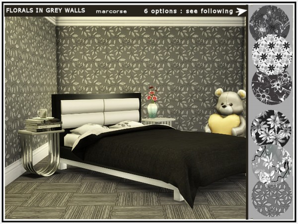  The Sims Resource: Florals in Grey Walls by marcorse