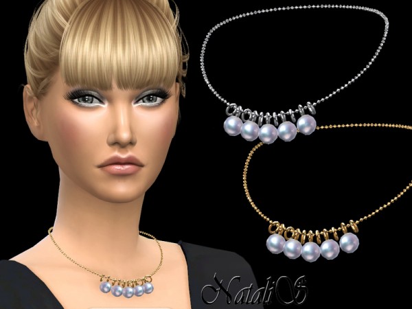  The Sims Resource: Necklace with circle and dangling pearl by NataliS