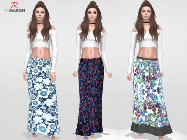  The Sims Resource: Long skirt floral by remaron