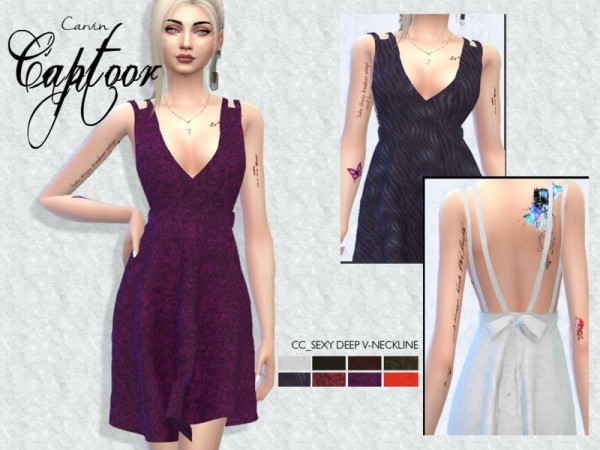  The Sims Resource: Deep V Neckline Backless High Elastic Cotton by carvin captoor