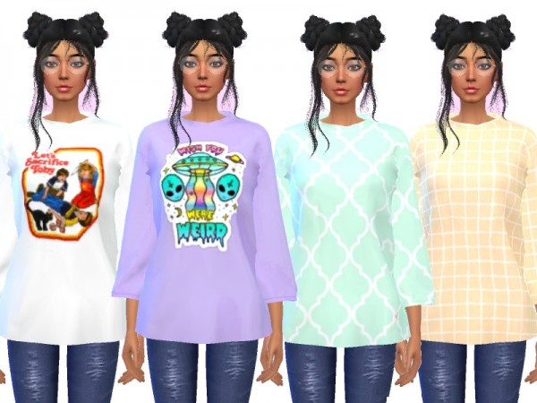 The Sims Resource: Over-sized Tee Shirts by Wicked_Kittie • Sims 4 ...