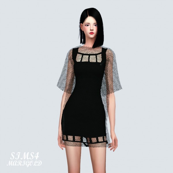  SIMS4 Marigold: Square Mini Dress