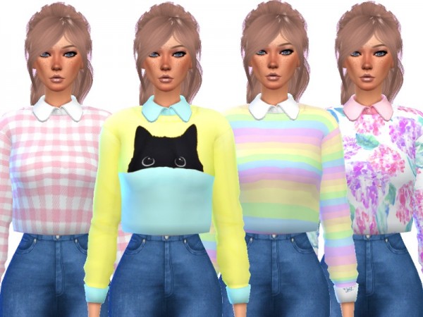  The Sims Resource: Adorable Collar Shirt by Wicked Kittie