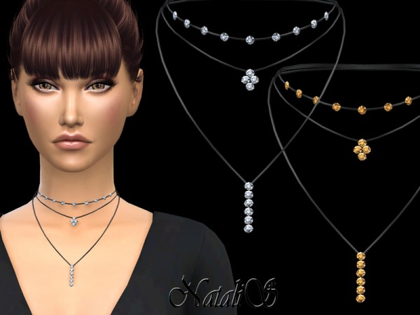  The Sims Resource: Layered necklace with crystals by NataliS